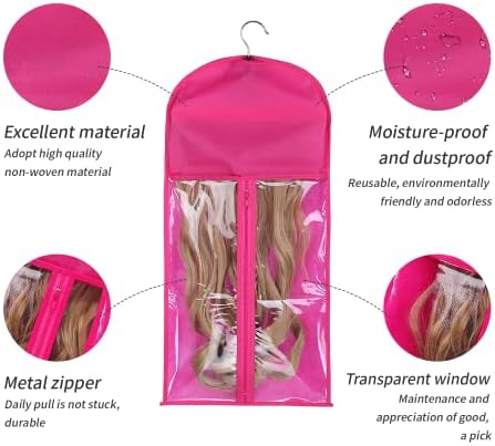 WSNB 3-парче перика торба за складирање, преклопување перика торба за складирање со дрвена закачалка, отпорен на прашина преносни перика торба за складирање на косат?