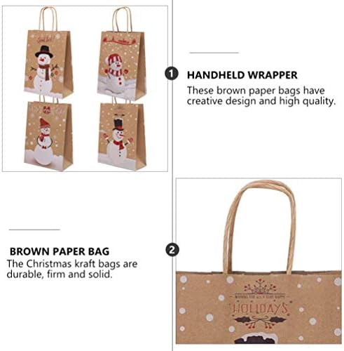 Хемотон 5 парчиња Божиќна Хартиена Торба За Подароци Торби За Пазарење Снешко Божиќни Чанти За Забави За Божиќ Торби За Задоволства Торби За