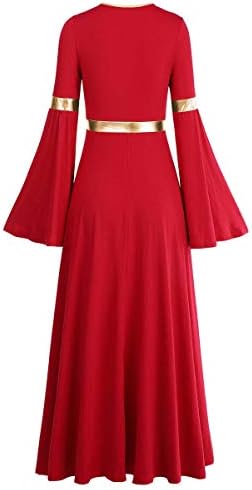 Метални пофалби за танцувања за жени за жени литургиски лирски танцувач bellвонче за танцување со долг ракав, облечена облека