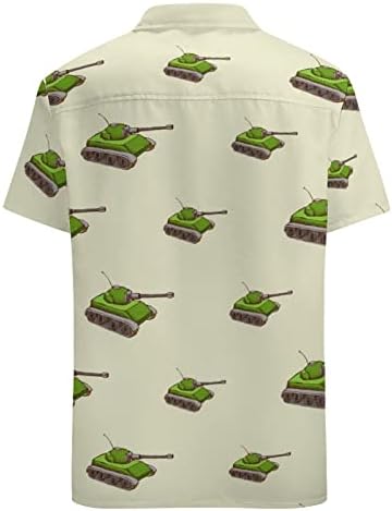 Воен резервоар шема машки кошули Кратки ракави против графички маички за вратот- маици со маици на плажа