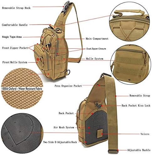 Торба за тактичка рамо на рамената LBLANCO Мал пакет на градите на отворено за мажи кои патуваат, патуваат, кампување, дневен пакет на Ровер.