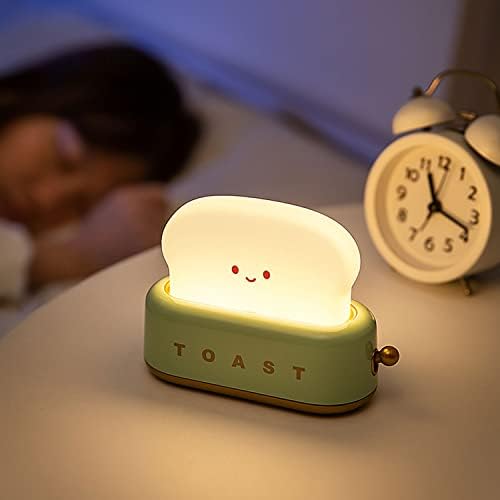 Симпатична биро за декор тост ноќна ламба, затемнета LED преносна преносна светлина со тајмер Спална соба за кревети во кревет