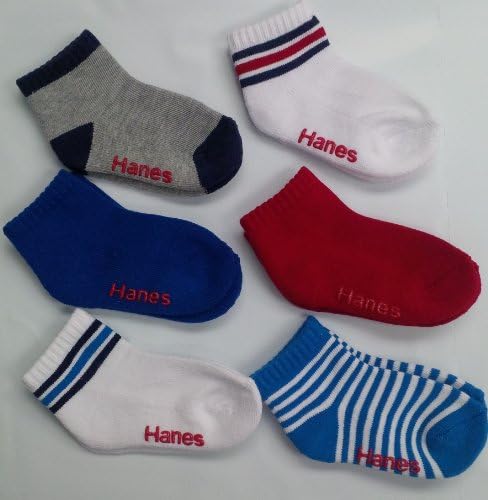 Доенче/дете на глуждот на момчињата Ханес, сортирани чорапи 6-ПК