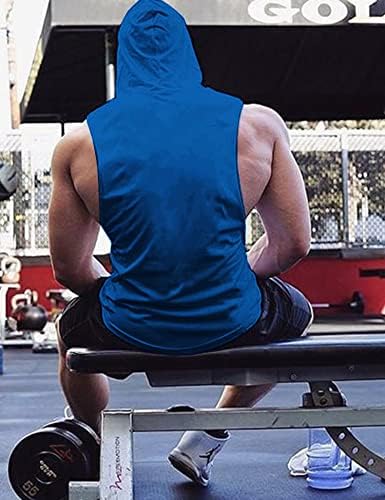 Бабиобоа машка тренингот резервоар со качулка со качулка, спортски тренинг, без ракави, бодибилдинг, бодибилдинг, исечени мускулни кошули