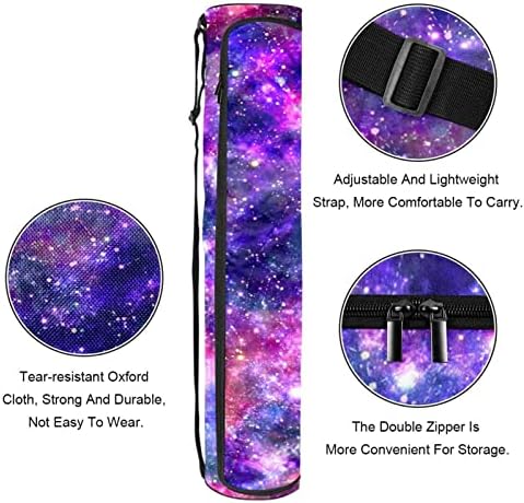 Galaxy Night Yoga Mat торби со целосна зипска торба за носење за жени мажи, вежбајте носач на јога мат со прилагодлива лента