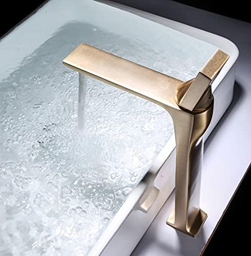Басен тапа четкана златна бања тапа тапа за бања мијалник за мијалник со една рачка за миење ладна вода тапа тапа