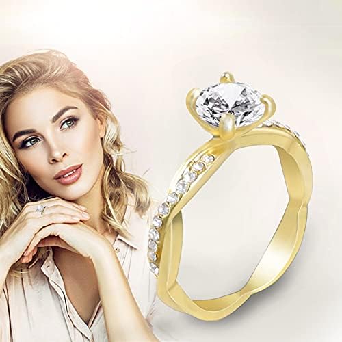 Трендични прстени прстени циркон бенд невестински дијамантски прстен Елегантен ангажман сребрена свадба прстени ѓердани и прстени за