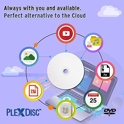 PlexDisc 632-215-BX DVD-R 4.7 GB 16x бело инк-џет за печатење на површински центар за печатење-100pk торта кутија, 100 дискови