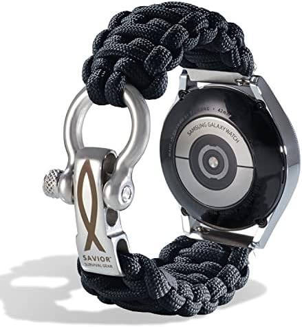 Gear Saveir Survival Gear Paracord 20mm/22mm Watch Band со брзо ослободување - мажи и жени - каиш компатибилен со разни паметни часовници, вклучувајќи ги Galaxy, S3 Classic и Fenix ​​5
