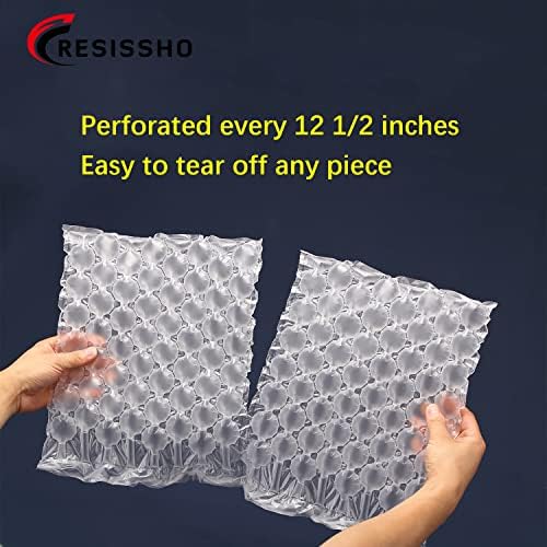 Resissho Air Perbuble Bubble Film PK003, вреќи за пополнување на воздушен меур за пополнување 984 ft x 15 3/4 во x 12 1/2 во ролна на надувување на пакувања со меур торба, работејќи со машина за