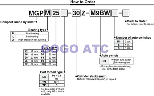 Цилиндер за компактни водичи на типот SMC со перниче за воздух MGPL12-50 топка за грмушка MGP MGPL серија Нов тенок шип на шипки MGPL-12X50