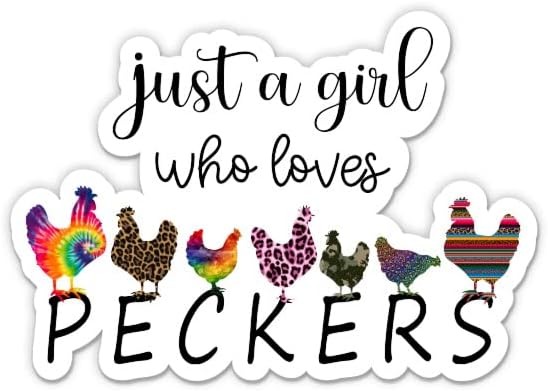 Само девојка која сака налепница Пекерс - налепница за лаптоп 3 - водоотпорен винил за автомобил, телефон, шише со вода - смешни кокошки