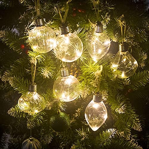 Орнамент на Божиќни топки FGYSFT - LED светла од 5 пакувања Божиќни орнаменти на топката, расипани, луминисцентни божиќни украси, топки за дрвја, за празнична свадбена за