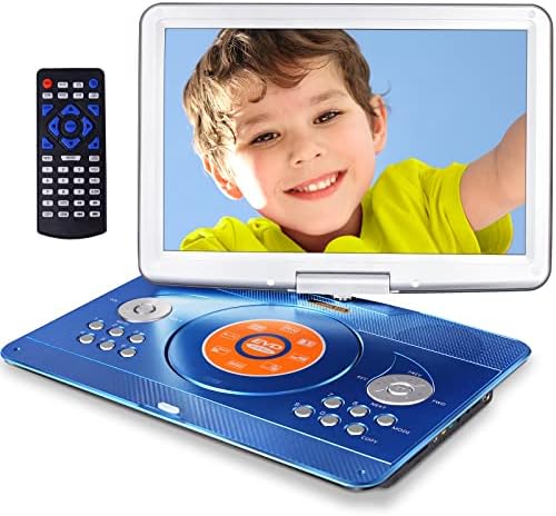 Jekero 16.9 Преносен ДВД -плеер со голем екран на вртење, ДВД плеер преносен со батерија за полнење од 6 часа, мобилен ДВД плеер за деца, синхронизација на ТВ, поддршка на US