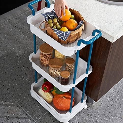 Коли количка Fizzoqi 3 нивоа за складирање количка со рачка, модерна минималистичка решетка за складирање на домови за канцеларија бања кујна