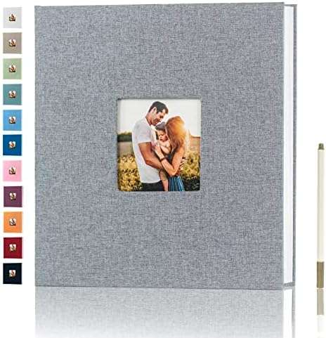 Фото албум самостојни страници за 4x6 5x7 8x10 Слики Магнетски белешки Фото албуми со лепливи страници Книги со метално пенкало за семејство за бебиња Свадба 13.2x12.8 Греј