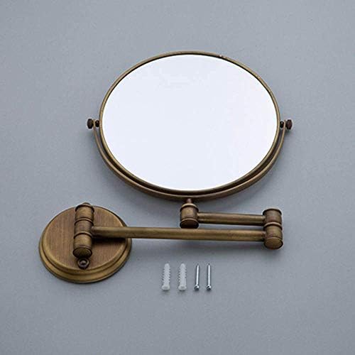 KMMK Специјално огледало за шминка, 6 инчи wallидни монтирање на суета шминка огледала 1x зголемувачки двострани месинг месинг за месинг за козметичко огледало за прекл