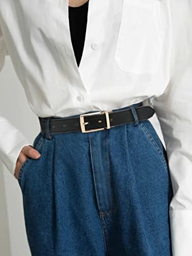 Реверзибилен појас за жени, CR 1,25 женски кожен појас за фармерки панталони црни и кафеави, трим за да се вклопат