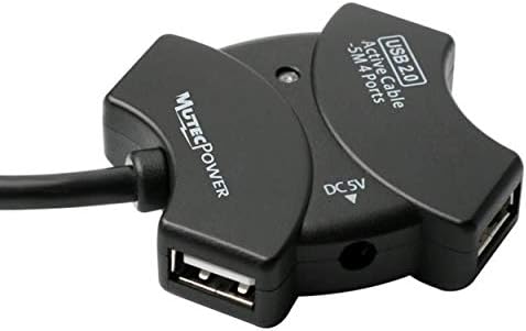 MutecPower 33 FT USB 2.0 Активен кабел за продолжување со 4 -порта USB центар и чипсет за екстензија - USB машки до женски кабел/кабел