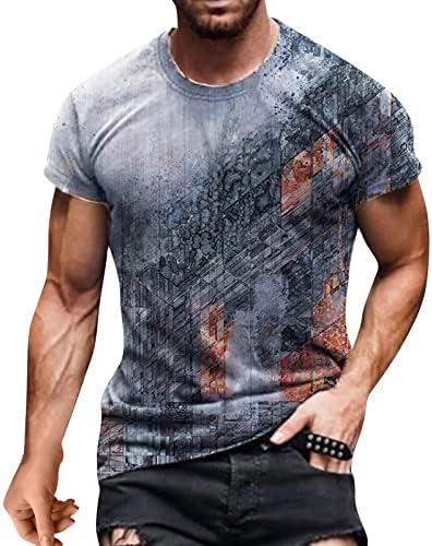Маици за мажи графички врвови пролетни и летни тешки обични модни модни 3Д-печатени ретро кошула со кратки ракави