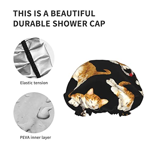 Womenените што можат да се користат затегнати капа за коса, симпатична мачка Корги двојни слоеви водоотпорна капа за бања за туширање