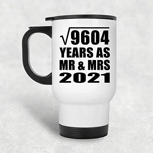 Дизајнирајте 98-годишнина Квадратен Корен од 9604 Години Како Г-дин &засилувач; Г-ѓа 2021, Бела Патна Кригла 14оз Изолирана
