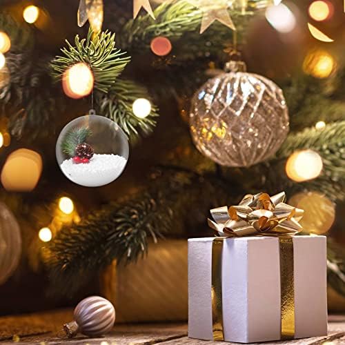Auihiay јасни топки за украси за пополнување, 25 парчиња чисти божиќни украси пополнети, 5 различни големини за украси за виси на новогодишни