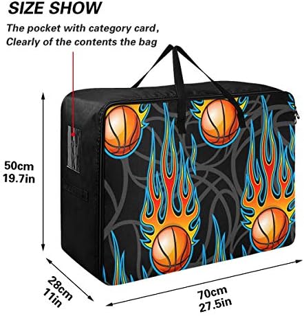Н/ А Торба За Складирање Со Голем Капацитет-Кошарка Топла Прачка Пламен Оган Јорган Облека Организатор Декорација Водоотпорен Патент