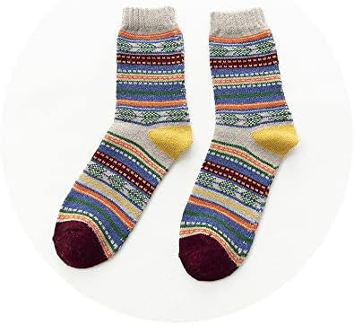 XWWDP 5 пара зимски машки волна чорапи задеберете ги чорапите на овците, топол ретро стил шарен човек чорапи за снежни чизми