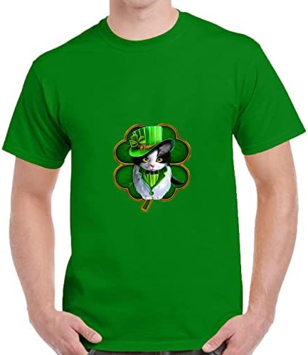 Менс краток ракав зелена маица за ден на Денот на Свети Патрик 2023 Симпатична печатена рунда графичка врата графички матични