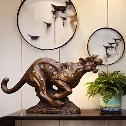 Скулптура со смола од леопард WSSBK -Модерна уметност колекционерска фигурини смола леопард скулптура пантер на статуите на проверки