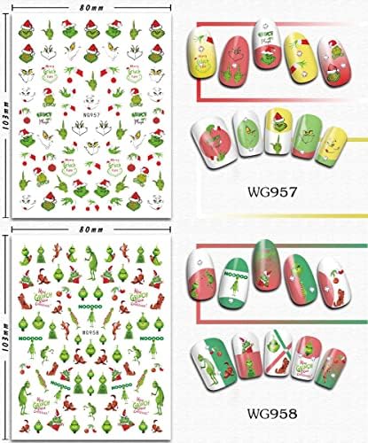 8 листови Божиќни нокти налепници 3Д Божиќни декорации за нокти само лепило Божиќно дрво bellвонче зимски налепници за нокти