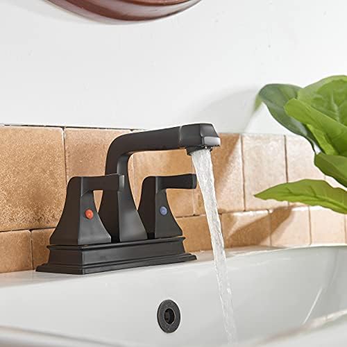 BWE центрити за мијалник за мијалник за бања матна црна модерна 4 инчи 2 рачка со pop-dup со одлив и линии за снабдување со суета за миризба за миење садови за миксер за ла?