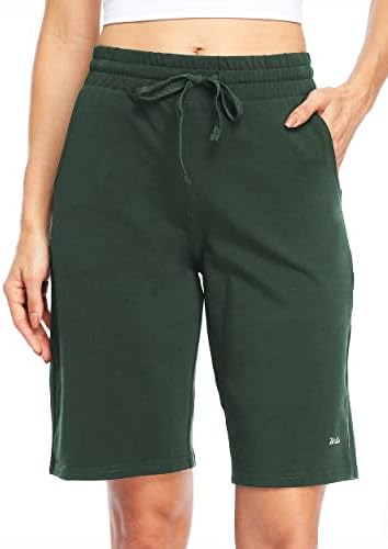 Вилит женски шорцеви 10 Бермуда памук долги шорцеви со шорцеви атлетски јога тренингот салон шорцеви со џебови