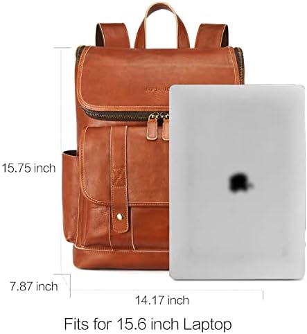 Бостатен кожен ранец за мажи 15,6 инчи лаптоп ранец гроздобер канцеларија за патувања со голема торба за рамо со голема капацитет