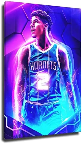 Lamelo Ball Post Poster Basketball Print Print Canvas Wallидна уметност за момчиња соба голем дом декор емкси…