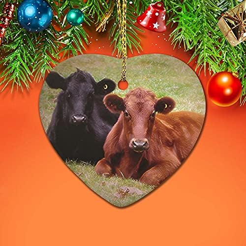 Арогелд Црвена и црна крава Ангус сподели loveубов и прегратки Божиќни украси Божиќни украси Детска фарма украси за новогодишна елка