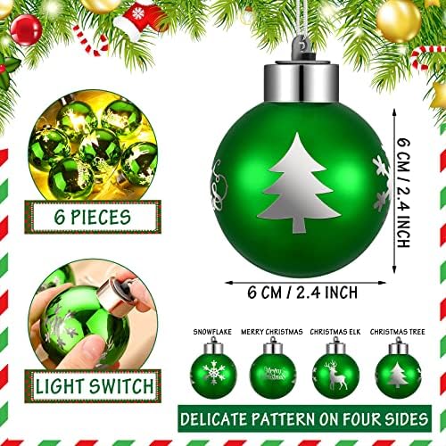 6 компјутери LED декоративни светла елка топка светла новогодишна елка светла Божиќни меурчиња што висат Божиќни украси на отворено