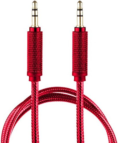 Лилвер плетенка најлон транспарентна ПВЦ јакна 1М Аукс аудио кабел 3,5 мм приклучок Машки до машки кабел за мултимедијални уреди - црвена