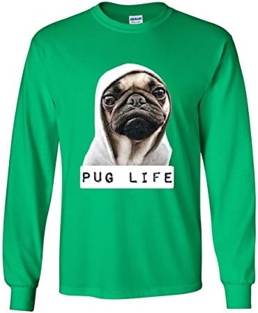 Pug Life Смешна долга ракав Нова маица гангста пародија хипстер хумор куче милениче