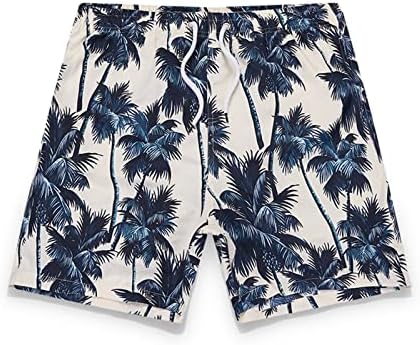 Венкомг1 шорцеви за мажи, тропски шорцеви на плажа Хавајски шорцеви влечејќи ги еластичните плоштади на половината на нозете, пливањето за пливање