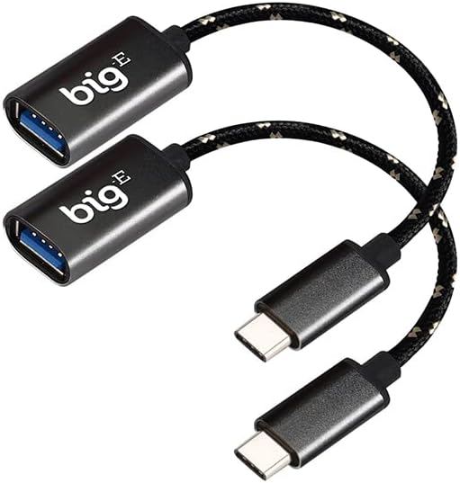 Big-E USB C до USB 3.0 Femaleенски OTG адаптер компатибилен со вашиот LG V40, Q70, G8X Thinq за целосен USB плетенка Thunderbolt 3