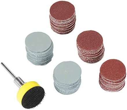 ZOPSC-1 100 PCS Дискови за пескарење 25мм, 1/8 јамка за пескање на јамка околу 100/180/240/1500/3000 хартија за пескарење на метални и неметални материјали за пескарење и полирање