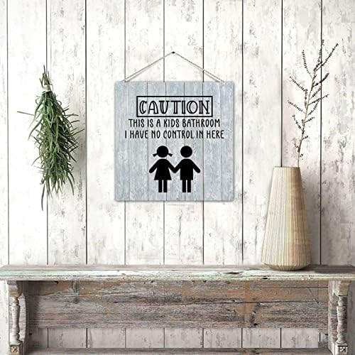 Знак за палета за бања за бања Внимание Ова е детска бања село дрвена штица за виси плакета семејство знак за бања добредојде