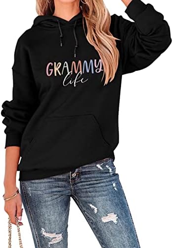 Shemiun Grammy Life Hooded Sweatshirt за жени баба подарок Худи врвови обични долги ракави влечење пулвер качулка кошула