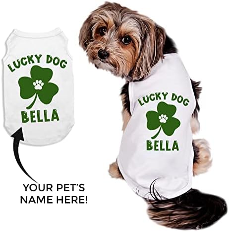 Среќно куче Персонализирана кошула за кучиња, симпатична кошула за кучиња на Денот на Свети Патрик, Ден на Денот на Денот на Денот на Денот на кучињата, двојна кошул