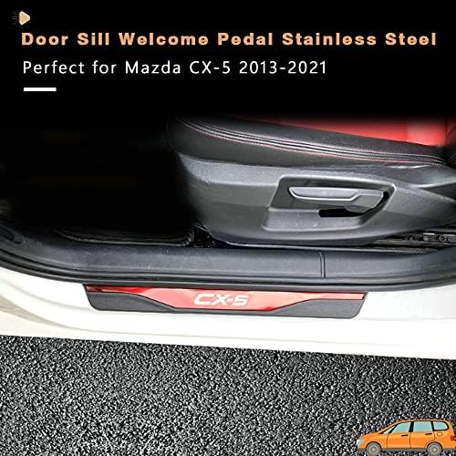 Дечко за Mazda CX-5 CX5 2013-2021 4PCS не'рѓосувачки челик врата праг плочи за влез за влез против заштитниот браник за гребење на вратата на вратата за покривање