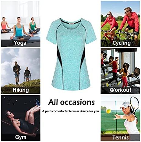 Врво на тренингот на Yakestyle за жени, јога кошули потдајќи се за пешачење со активни маици за пешачење