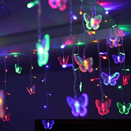 Светла за завеси од пеперутка 60 LED 13.1ft USB напојувани 8 режими Далечински прозорец завеси светла со 12 пеперутки водоотпорни светла