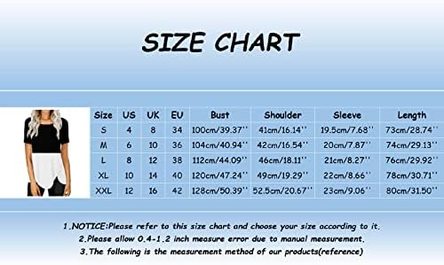 Основи Маица Жени Краток Ракав Блузи Боја Блок Маица Повик Туника Вратот На Екипажот Неправилни Полите Пакет На Кошули за